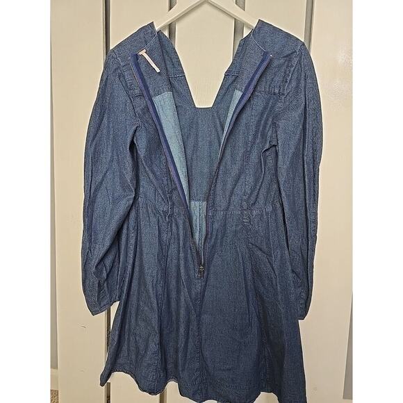 Free People Karmen Denim Above the Knee Casual Mini A Line Blue Dress M Cotton - Picture 4 of 11